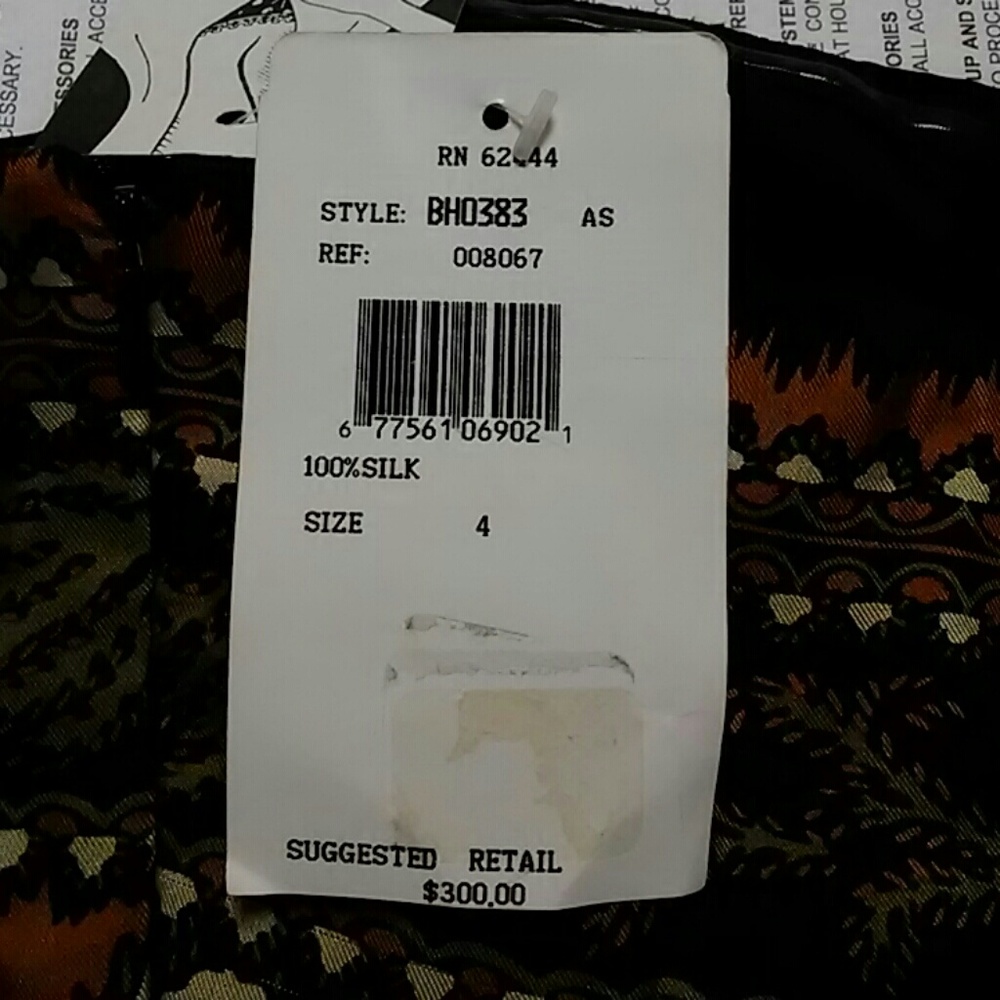 Nicole Miller silk strapless print dress NWT - Picture 2 of 5